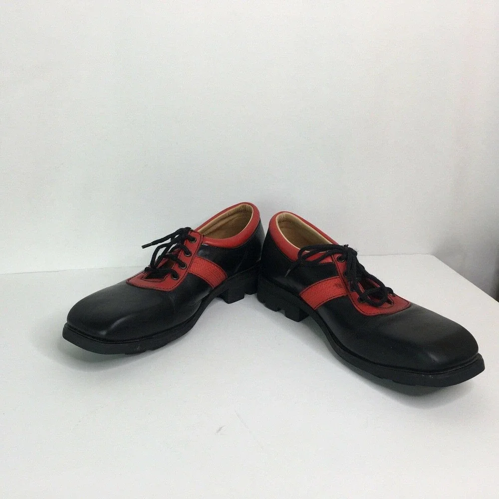 John Fluevog Black Red Stripe Shoes Oxford Square Toe 2nd Heaven Men Size 10.5 - Picture 12 of 12